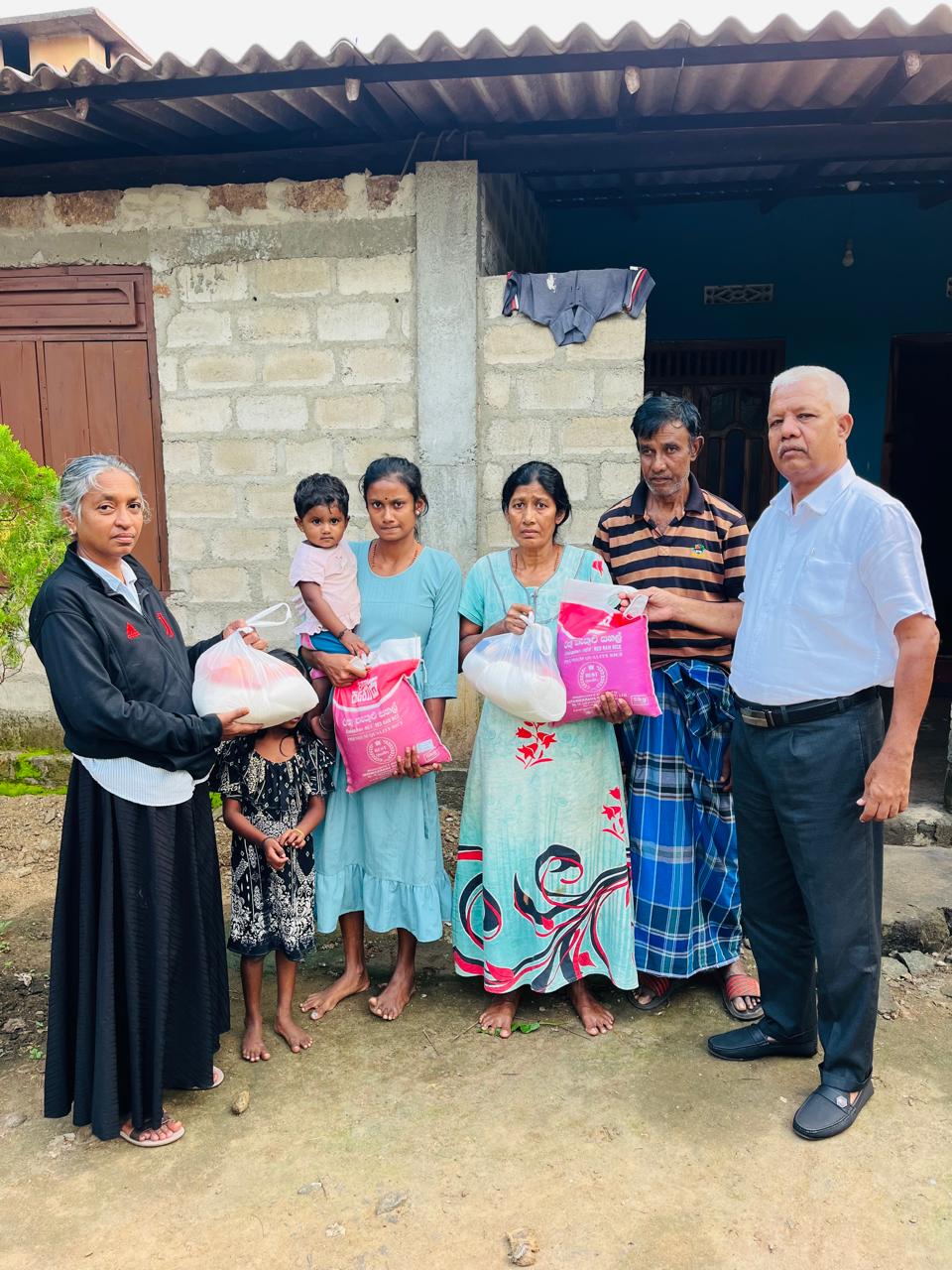 Essential food supplies delivered to a family at their home
